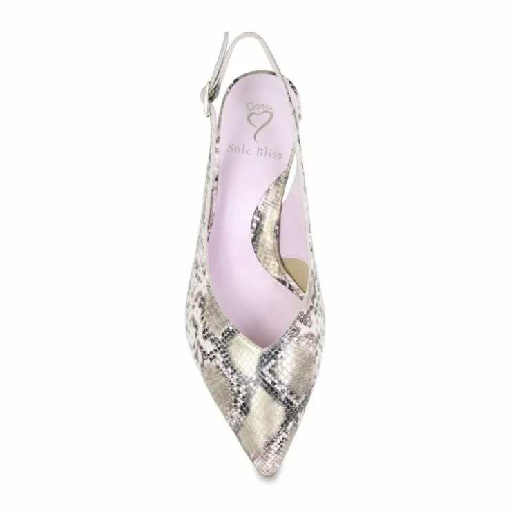 Sole Bliss Anna: Metallic Snake Print Leather^ Heels