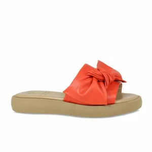 Sole Bliss Bailey: Coral Red Leather^ Sandals