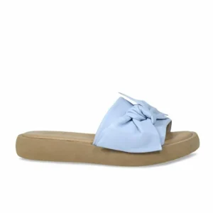 Sole Bliss Bailey: Pale Blue Leather^ Flats | Sandals