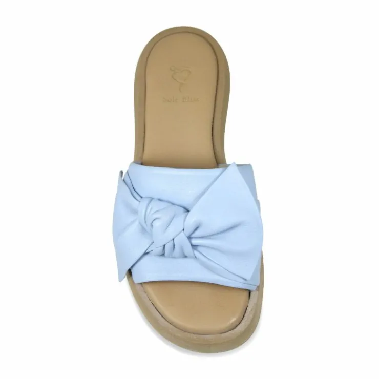 Sole Bliss Bailey: Pale Blue Leather^ Flats | Sandals