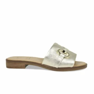 Sole Bliss Bardot: Gold Leather^ Sandals