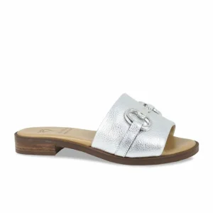 Sole Bliss Bardot: Silver Leather^ Sandals