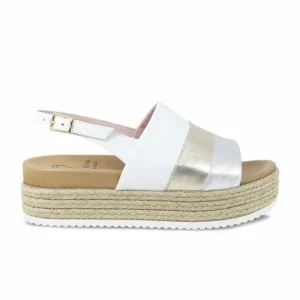 Sole Bliss Bertie: White & Metallic Leather^ Sandals | Wedges