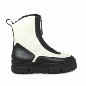 Sole Bliss Blizzard: Black & Cream Leather & Shearling^ Boots