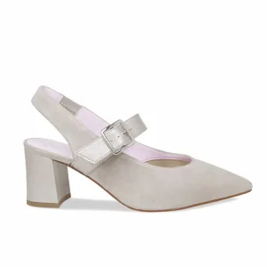 Sole Bliss Corinne: Pale Taupe Suede & Patent^ Heels