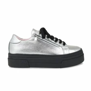 Sole Bliss Diva: Silver Leather & Black^ Flats | Sneakers