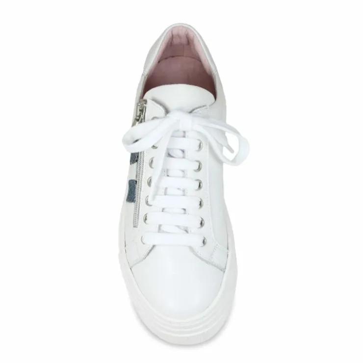 Sole Bliss Diva: White Leather & Denim Glitter^ Flats | Sneakers