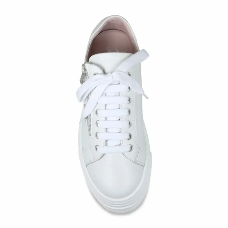 Sole Bliss Diva: White Leather & Silver Glitter^ Flats | Sneakers