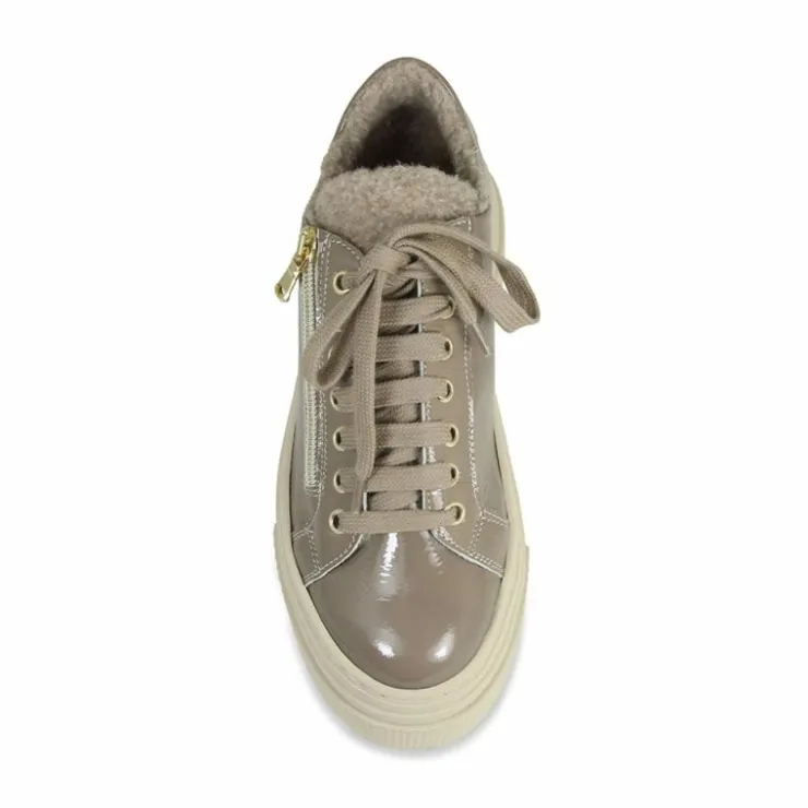 Sole Bliss Diva-Fur: Taupe Patent Leather^ Flats | Sneakers