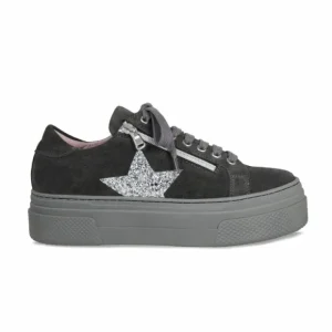Sole Bliss Diva-Star: Gray Suede & Silver^ Flats | Sneakers
