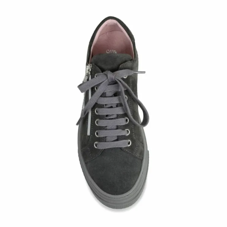 Sole Bliss Diva-Star: Gray Suede & Silver^ Flats | Sneakers
