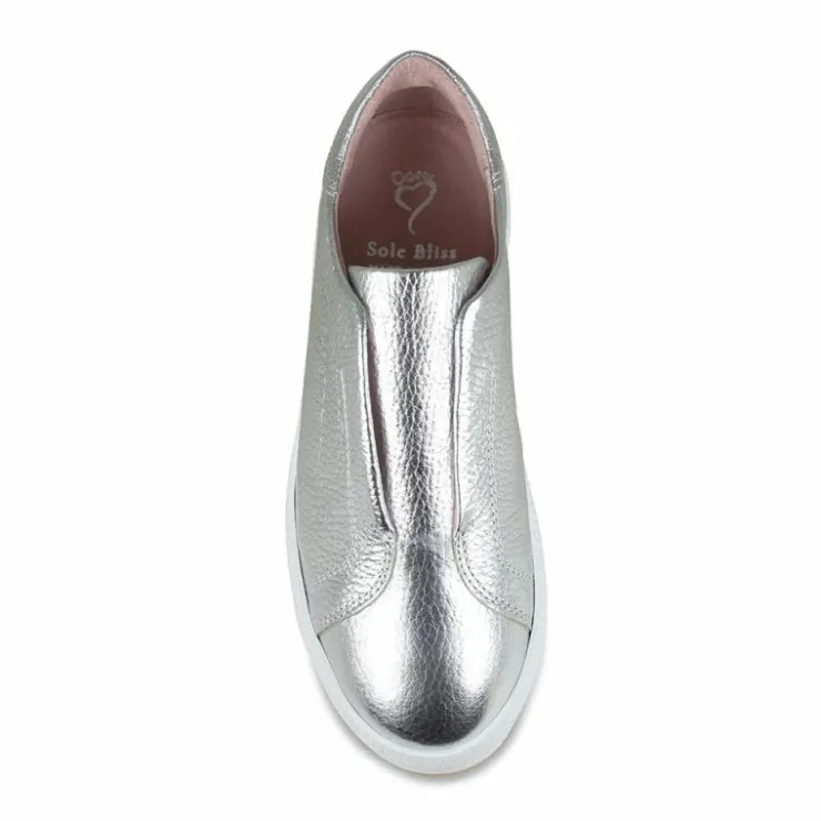 Sole Bliss Drama: Silver Leather^ Flats | Sneakers