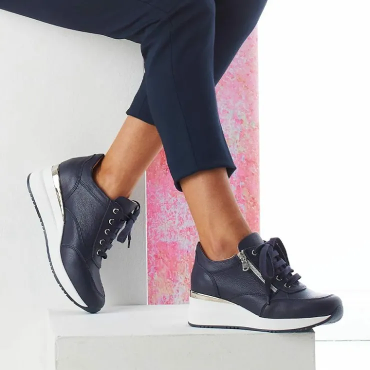 Sole Bliss Electra: Navy Leather^ Sneakers | Wedges