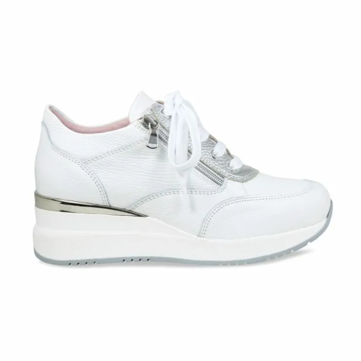 Sole Bliss Electra: White Leather^ Sneakers | Wedges