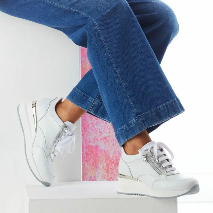 Sole Bliss Electra: White Leather^ Sneakers | Wedges