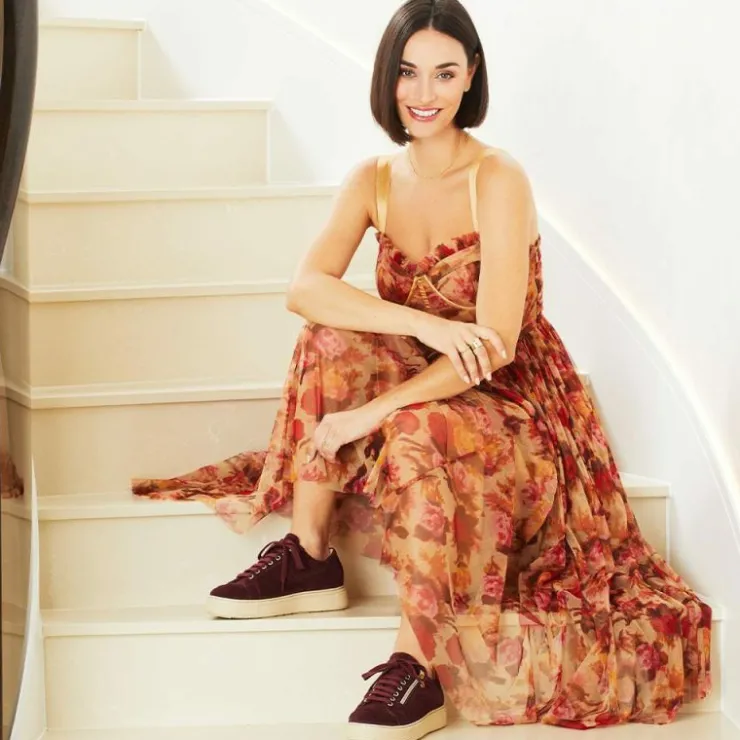 Sole Bliss Feather: Burgundy Suede^ Flats | Sneakers