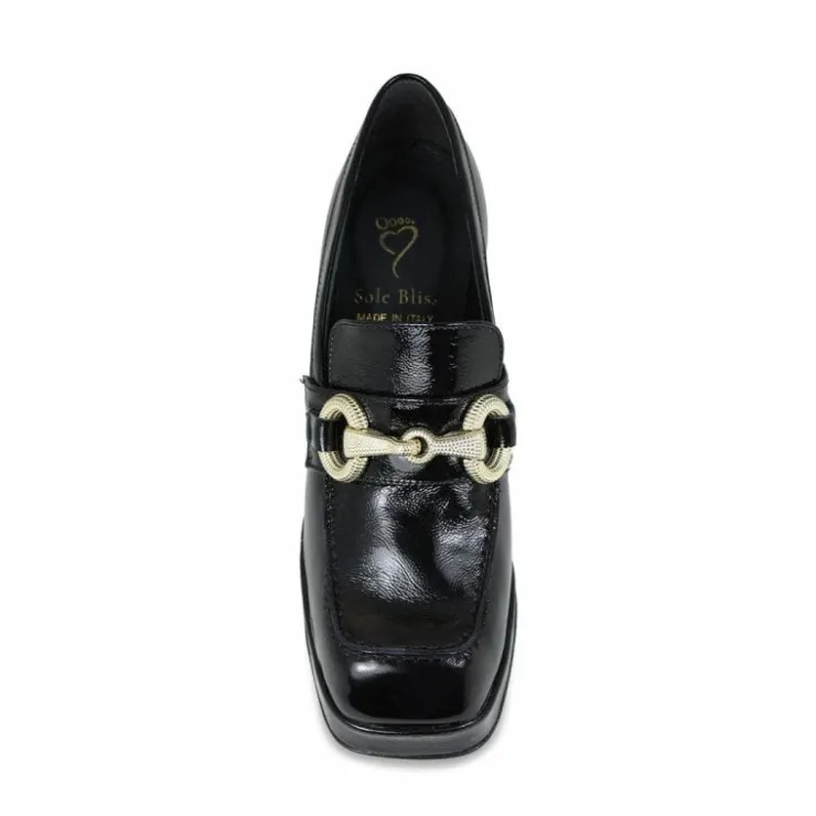 Sole Bliss Genevieve: Black Patent Leather^ Heels | Loafers