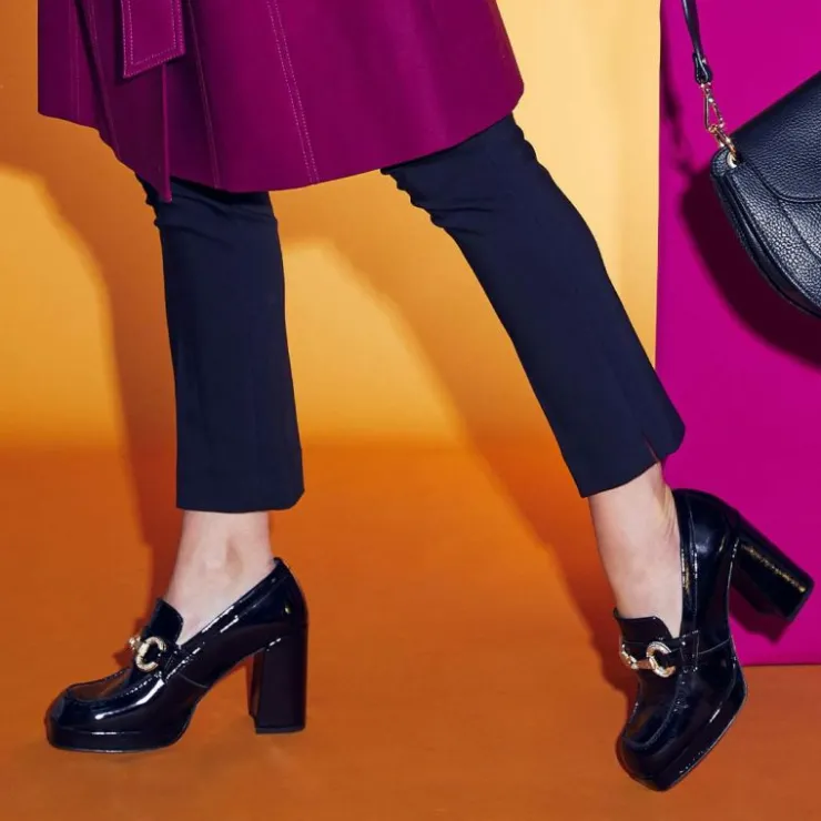 Sole Bliss Genevieve: Black Patent Leather^ Heels | Loafers