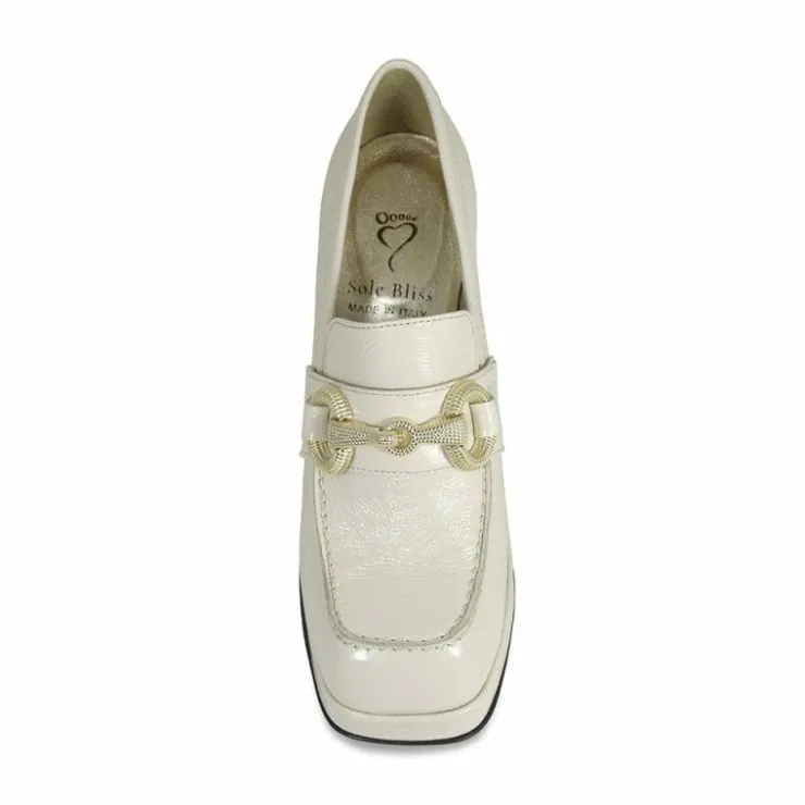 Sole Bliss Genevieve: Cream Patent Leather^ Heels | Loafers