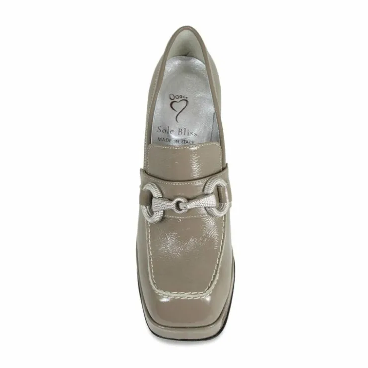 Sole Bliss Genevieve: Taupe Patent Leather^ Heels | Loafers
