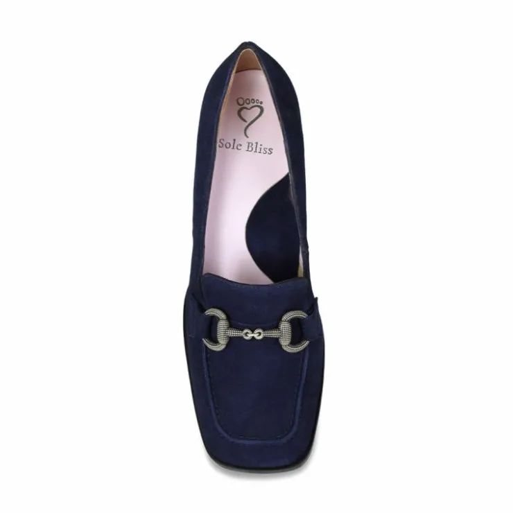 Sole Bliss Giselle: Navy Suede^ Heels | Loafers