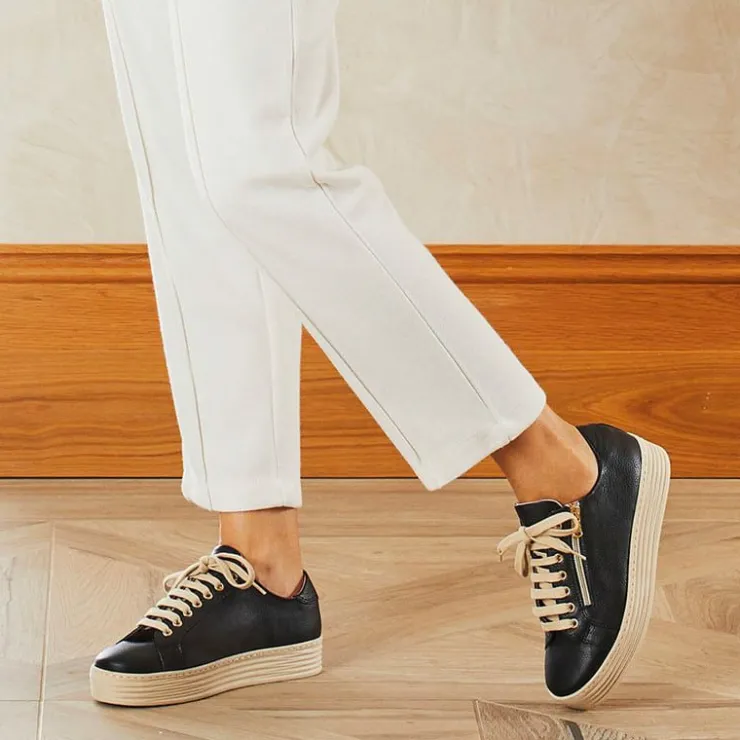 Sole Bliss Hampton: Black Leather^ Flats | Sneakers