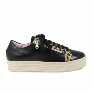 Sole Bliss Hampton: Black Leather & Luxe Leopard^ Flats | Sneakers