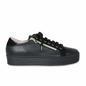 Sole Bliss Harley: Black Leather & Suede^ Flats | Sneakers