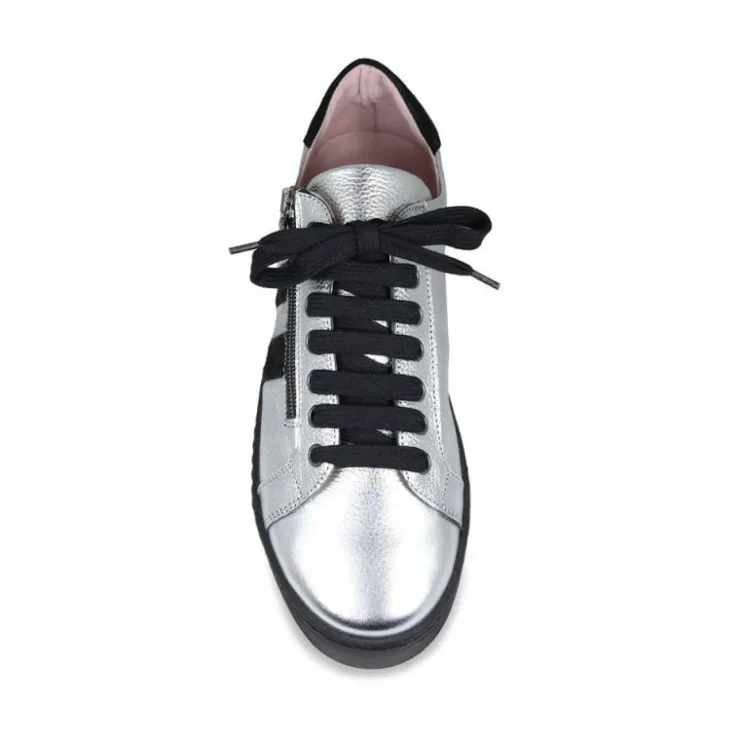 Sole Bliss Harley Stripe: Silver Leather & Black Pony^ Flats | Sneakers