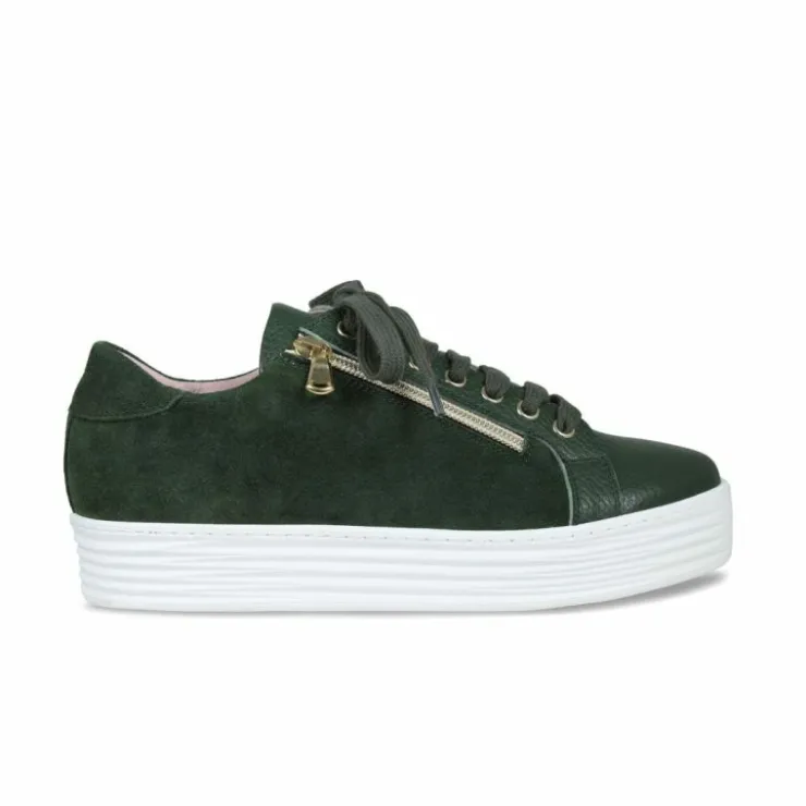 Sole Bliss Hero: Forest Green Leather & Suede^ Flats | Sneakers