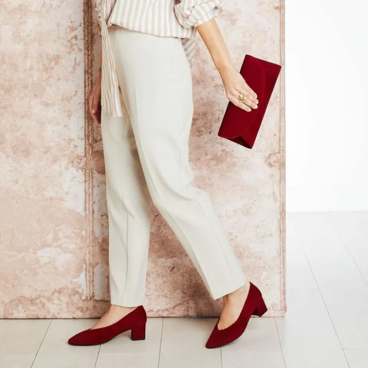 Sole Bliss Ingrid: Cherry Red Suede^ Heels | Matching Bags & Shoes