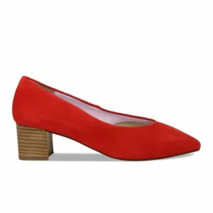 Sole Bliss Ingrid: Coral Red Suede^ Heels