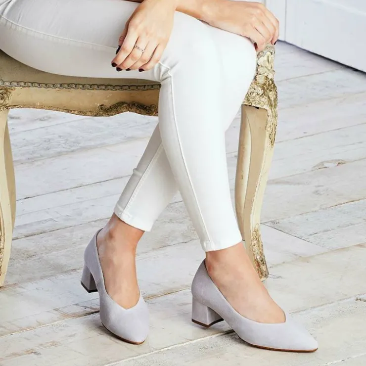 Sole Bliss Ingrid: Pale Gray Suede^ Heels