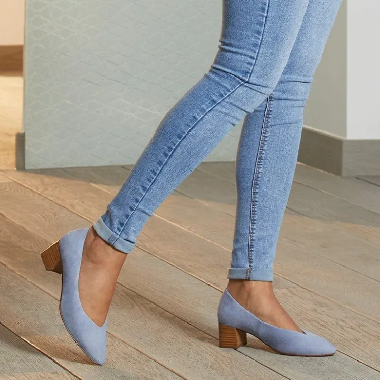 Sole Bliss Ingrid: Sky Blue Suede^ Heels
