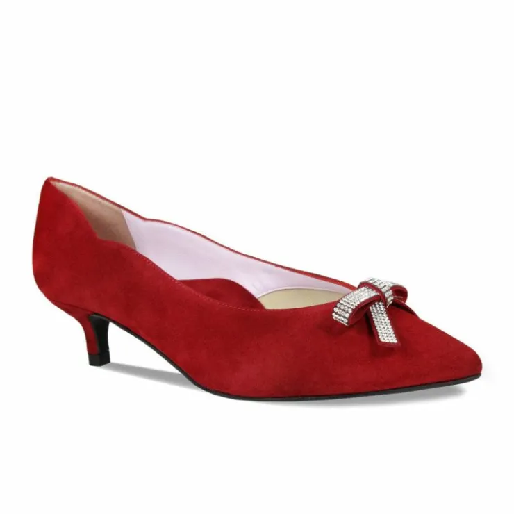 Sole Bliss Kylie: Cherry Red Suede & Diamante^ Heels