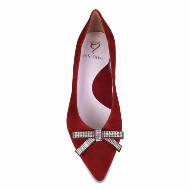 Sole Bliss Kylie: Cherry Red Suede & Diamante^ Heels