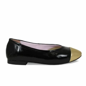 Sole Bliss Luna: Black & Gold Leather^ Flats