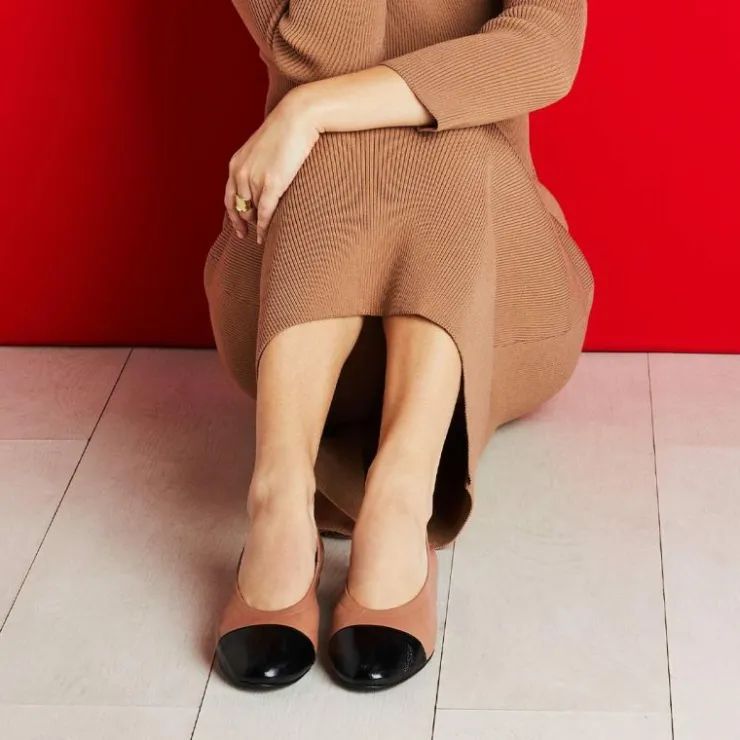 Sole Bliss Luna: Camel & Black Leather^ Flats