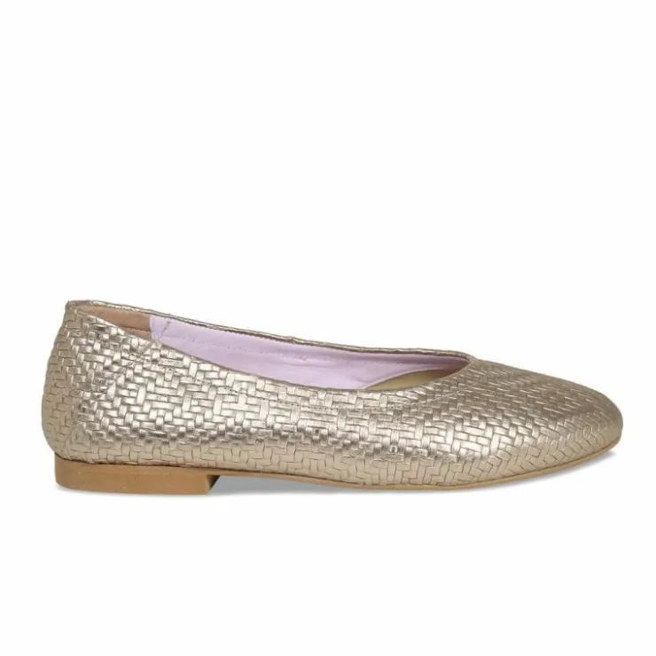 Sole Bliss Luna: Metallic Weave Leather^ Flats