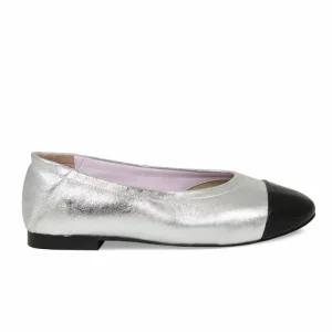 Sole Bliss Luna: Silver & Black Leather^ Flats