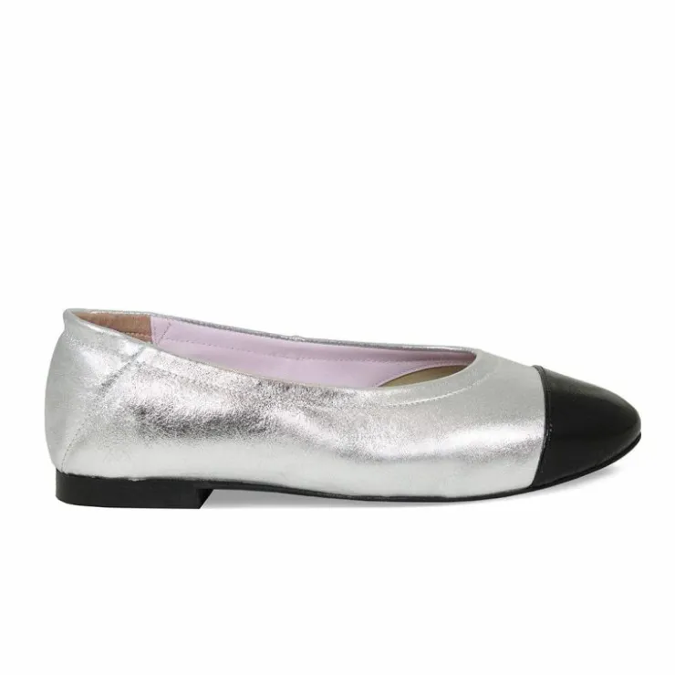 Sole Bliss Luna: Silver & Black Leather^ Flats