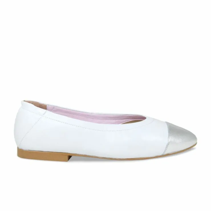 Sole Bliss Luna: White & Silver Leather^ Flats