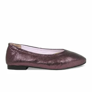 Sole Bliss Luna: Wine Snake Print Leather^ Flats