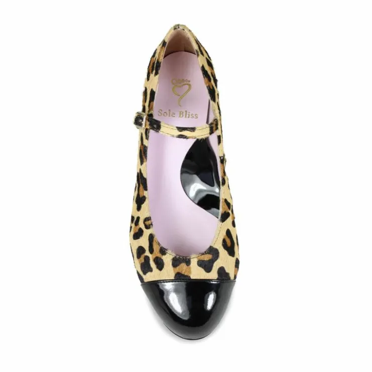 Sole Bliss Nancy: Luxe Leopard & Black Leather^ Heels | Flats