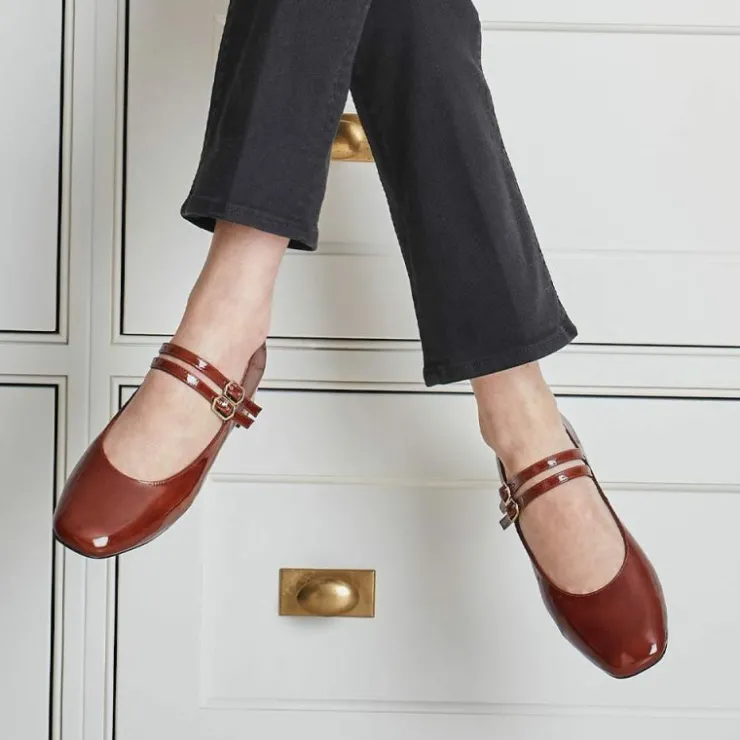 Sole Bliss Orla: Chestnut Patent Leather^ Heels | Flats