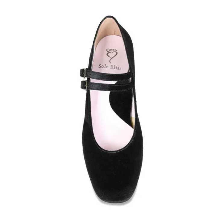 Sole Bliss Orla: Luxe Black Velvet^ Heels | Flats