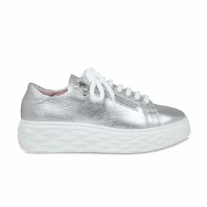 Sole Bliss Palazzo: Silver Leather^ Flats | Sneakers
