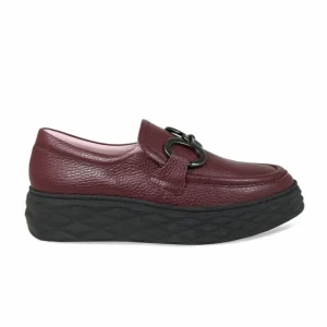 Sole Bliss Panther: Burgundy Leather^ Flats | Loafers