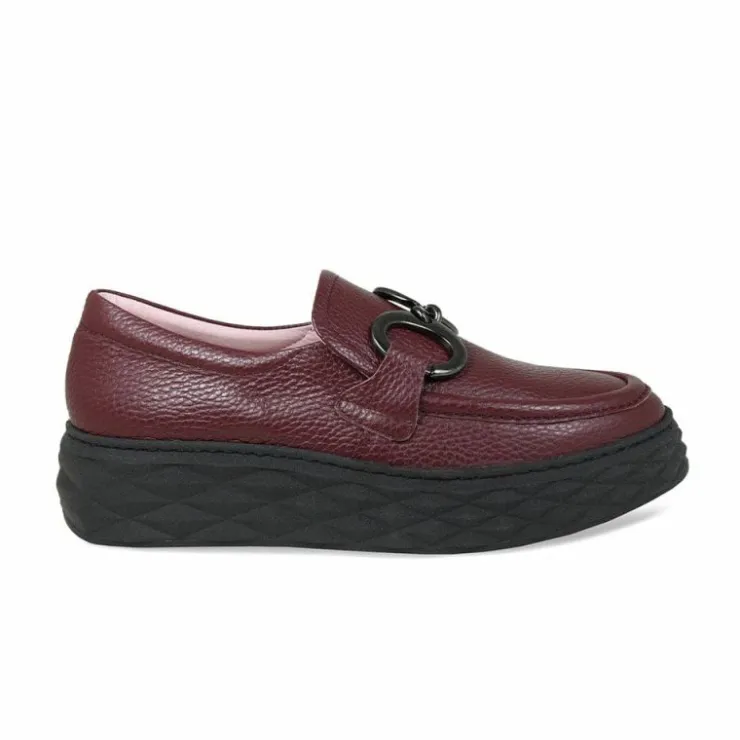 Sole Bliss Panther: Burgundy Leather^ Flats | Loafers