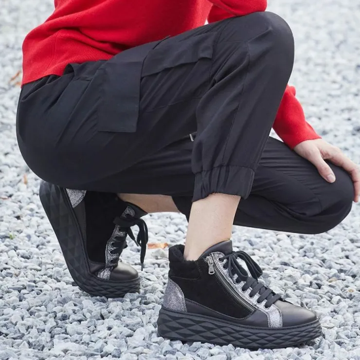 Sole Bliss Parka Fur: Black Leather & Suede^ Flats | Sneakers
